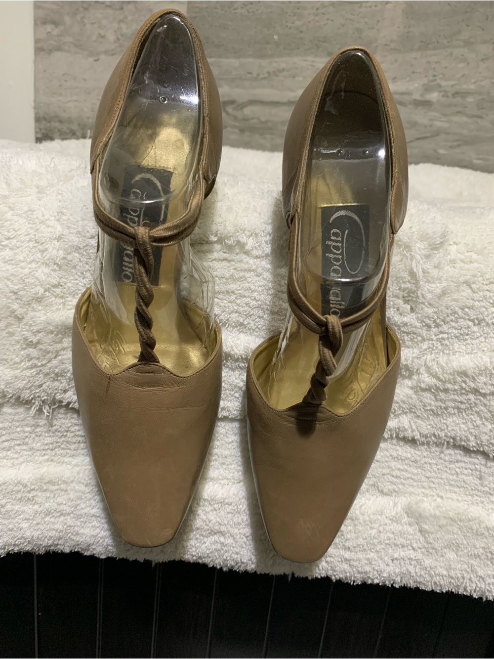 Pappagallo Tan T-Strap Pointed Toe Pumps